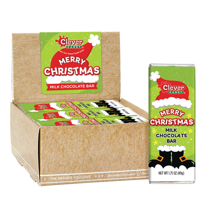 Merry Christmas Milk Chocolate Candy Bars - 24 Count