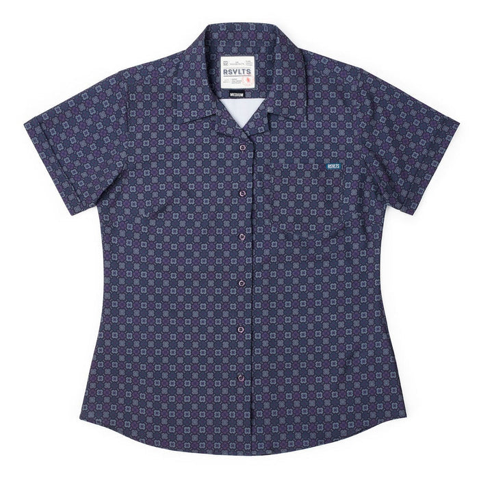RSVLTS XS RSVLTS Women's Short Sleeve Shirt Midnight Mosaic – Women's KUNUFLEX Short Sleeve Shirt Midnight Mosaic – Women's KUNUFLEX Short Sleeve Shirt