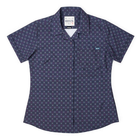 RSVLTS XS RSVLTS Women's Short Sleeve Shirt Midnight Mosaic – Women's KUNUFLEX Short Sleeve Shirt Midnight Mosaic – Women's KUNUFLEX Short Sleeve Shirt