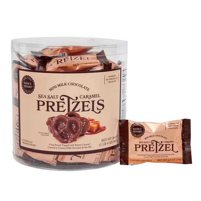 Milk Chocolate Sea Salt Caramel Pretzel Candy Single Serve Tub - 12 Count
