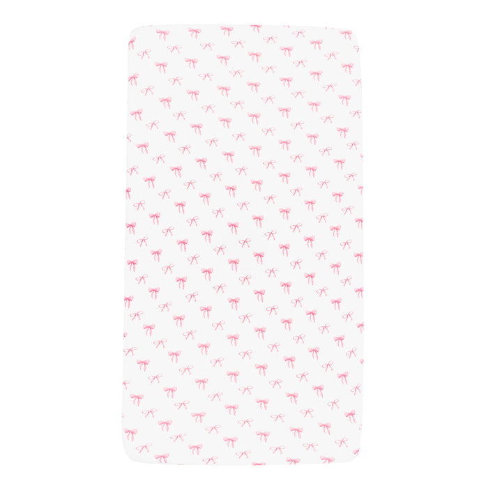 Mini Crib Sheet in Bow on mattress