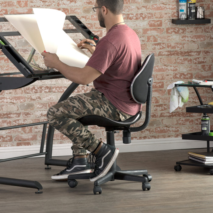 Mode Height Adjustable Swivel Office Task Chair with Contoured Seat and Back- Black 18522
