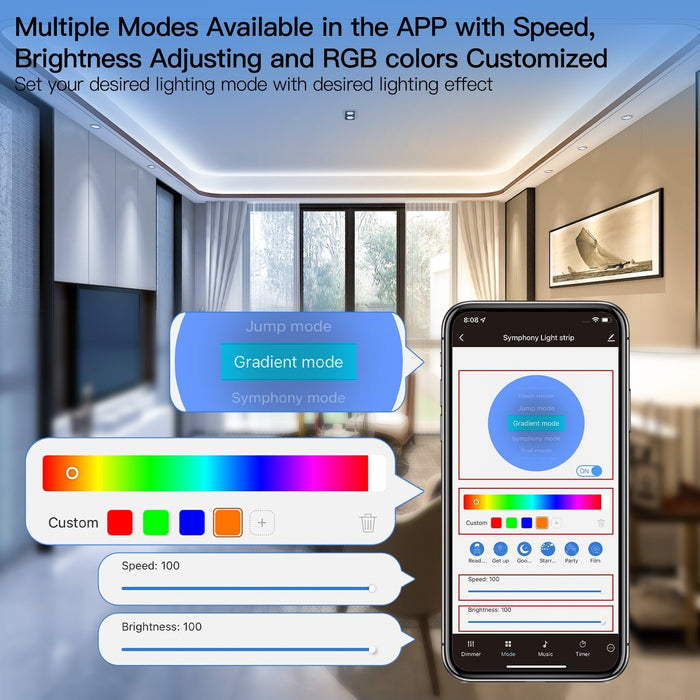 Set your desired lighting mode with desired lighting effect - MOES
