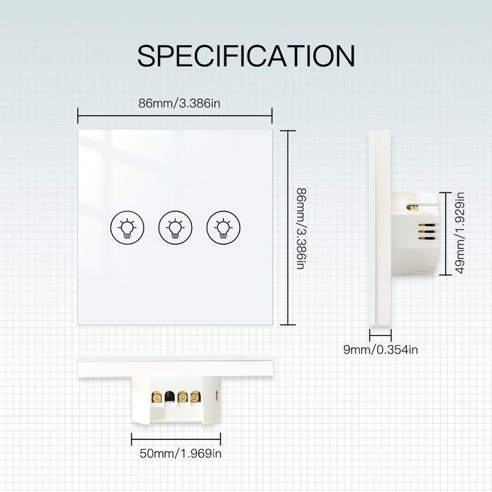 MOES WiFi Smart Light Dimmer Touch Panel Switch 1/2/3 Gang EU Version - MOES