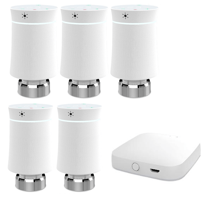 White / KIT5: 5 TRV+ 1 ZigBee HUB