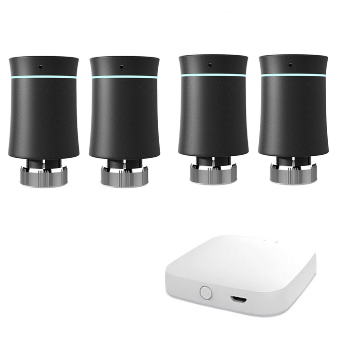 Black / KIT4: 4 TRV+ 1 ZigBee HUB