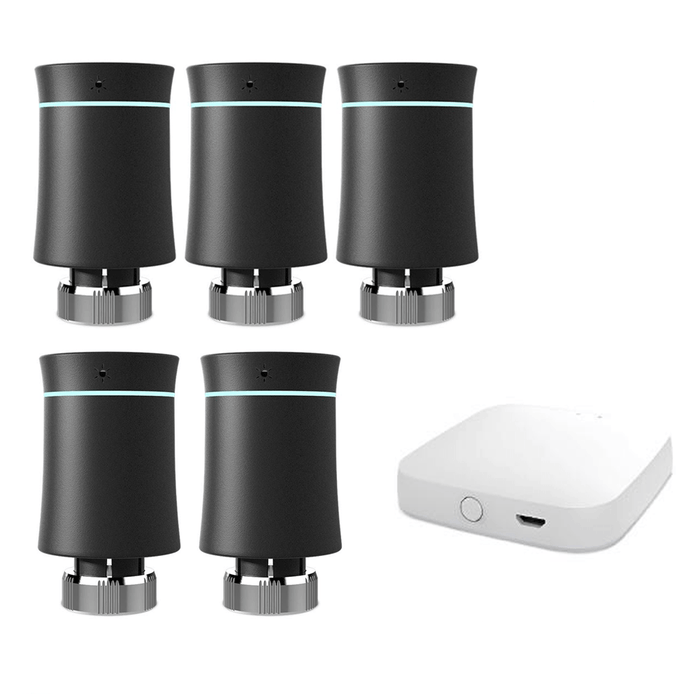 Black / KIT5: 5 TRV+ 1 ZigBee HUB