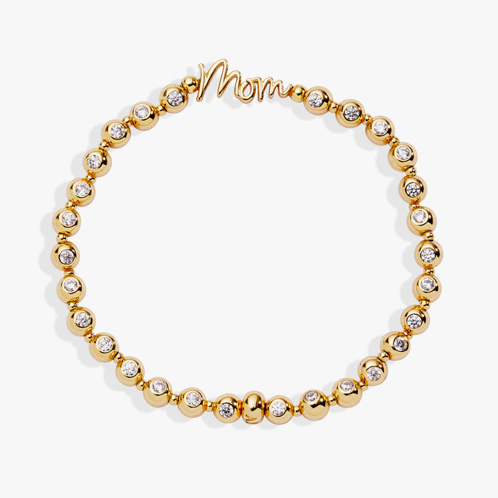 Mom Elongated Crystal Stretch Bracelet