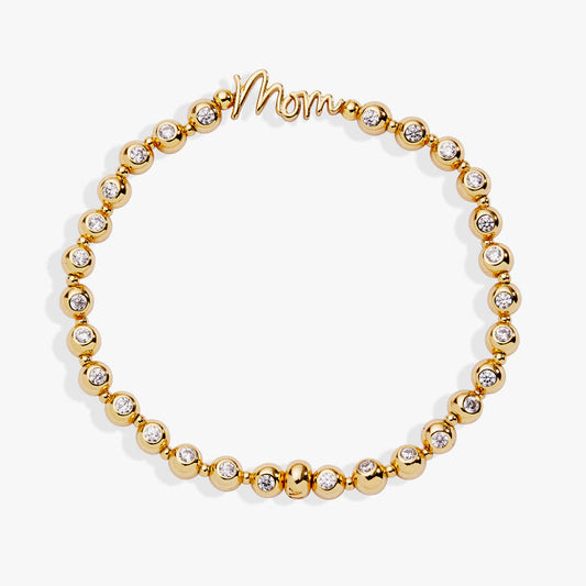 Mom Elongated Crystal Stretch Bracelet