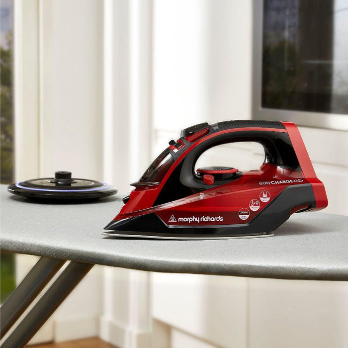 Morphy Richards 2400W Easycharge Cordless Steam Iron - Red & Black | 303250 (7151294513340)