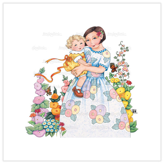 Mother and Child in Garden Fine Art Print