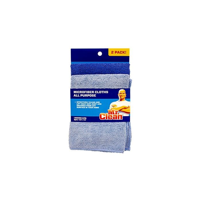 Mr. Clean cloth Microfiber All Purpose 2 Pack 13.25 Inches x 14.5 Inches -Use the all-purpose cloths wet or dry to trap dirt, dust, and grime from any surface - 400269 Mega