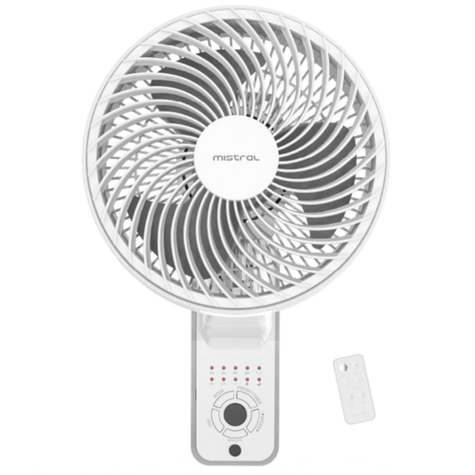 White 9" DC Wall Fan with Remote