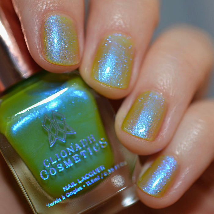 Close up shot of nails done with Myrrh Nail Lacquer on fair skin tone.