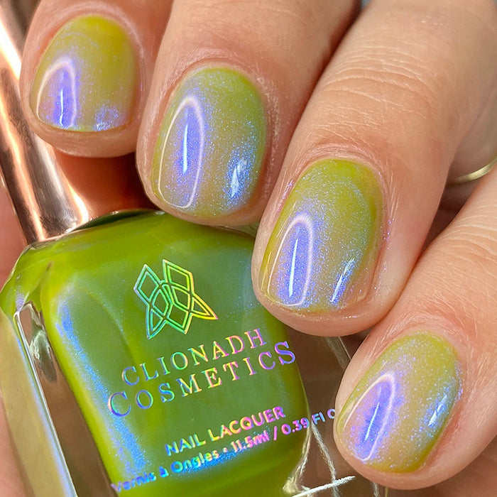 Low angled shot of nails done with Myrrh Nail Lacquer on fair skin tone.