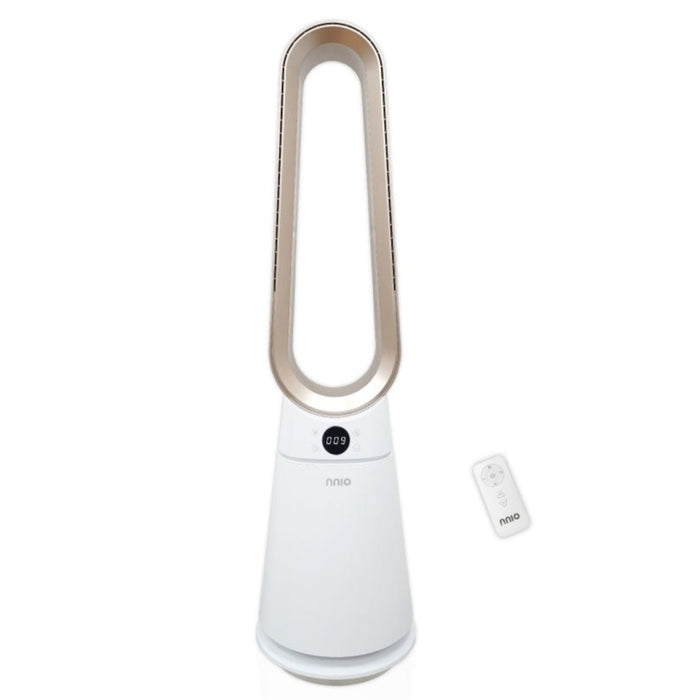 white gold bladeless fan with a remote