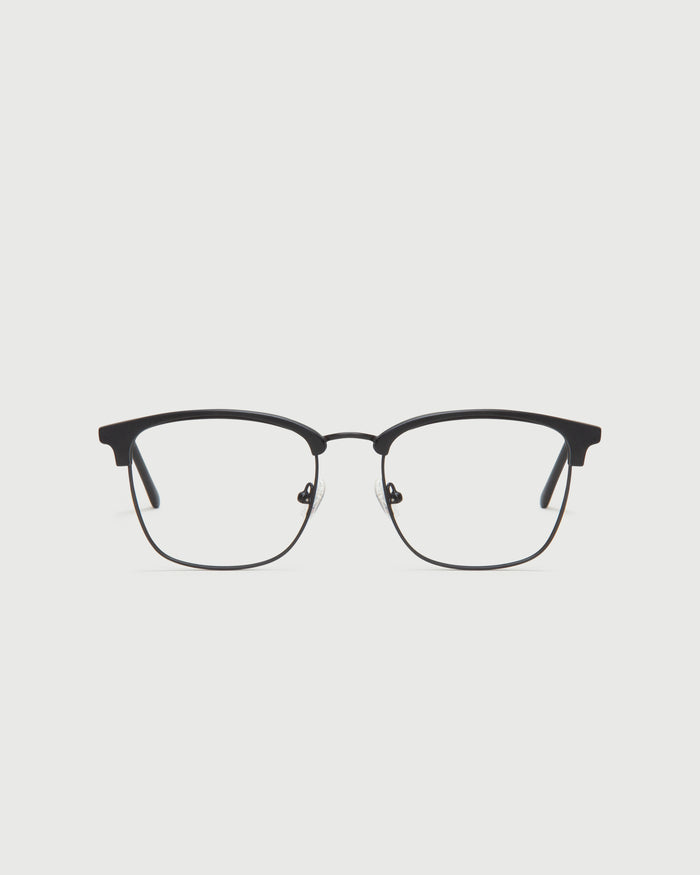 Charcoal::Nash Eyeglasses browline black plastic front