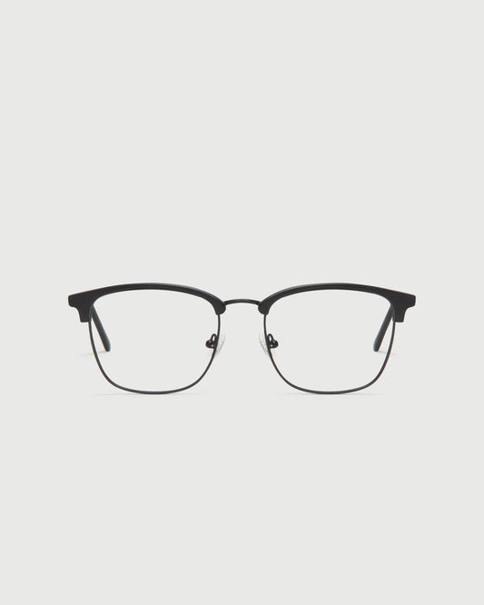 Charcoal::Nash Eyeglasses browline black plastic front