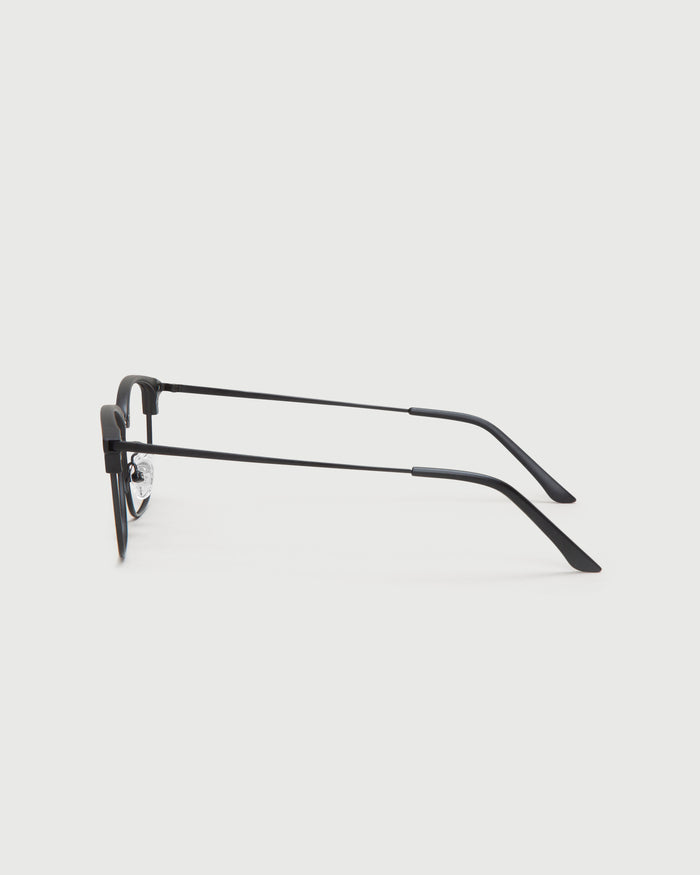 Charcoal::Nash Eyeglasses browline black plastic side