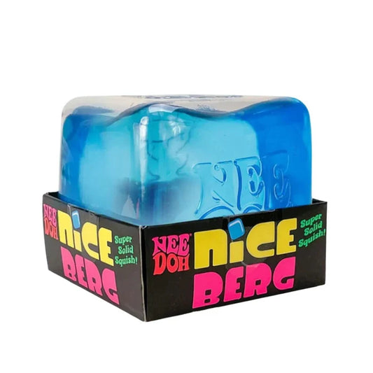 Nee Doh Nice Berg Jumbo Nice Cube 3.5 Inch Squish Ball Fidget Toy - Blue - Owl & Goose Gifts