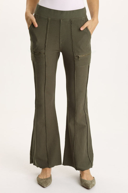 XCVI Ninian Twill Knit Zipper Pocket Flared Pant