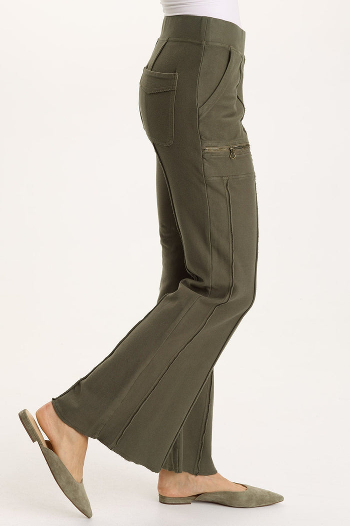 XCVI Ninian Twill Knit Zipper Pocket Flared Pant