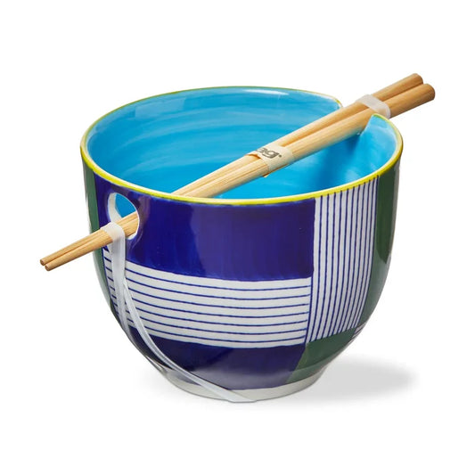 Noodle Bowl & Chopstick Set - Geo Squares