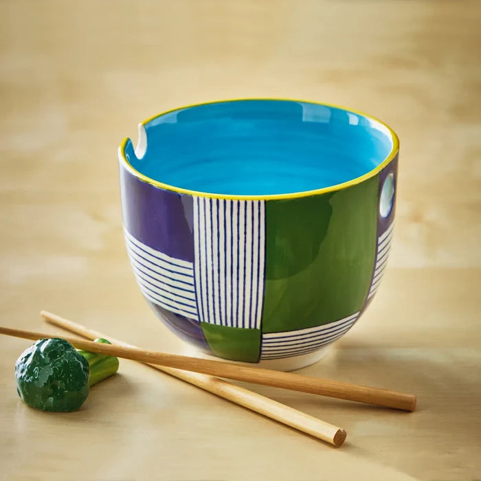 Noodle Bowl & Chopstick Set - Geo Squares