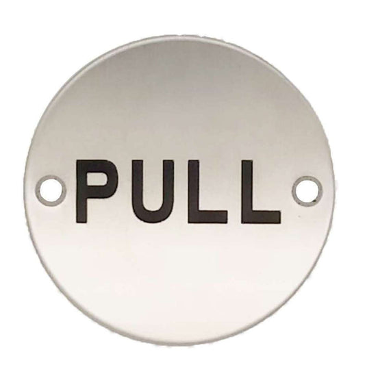 Nova Sign Plate S/S Round Pull Indicator
