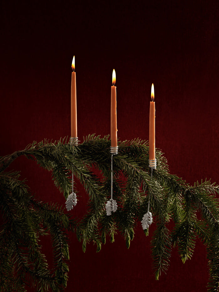 Oak Leaf Christmas Tree Candle Holders Set/4
