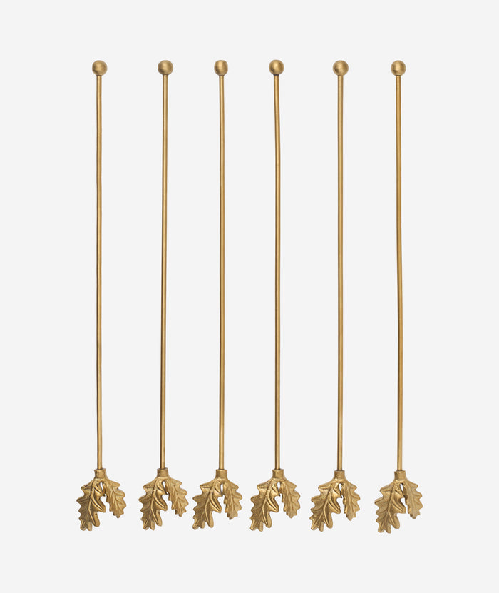 Oak Leaf Stir Sticks Set/6