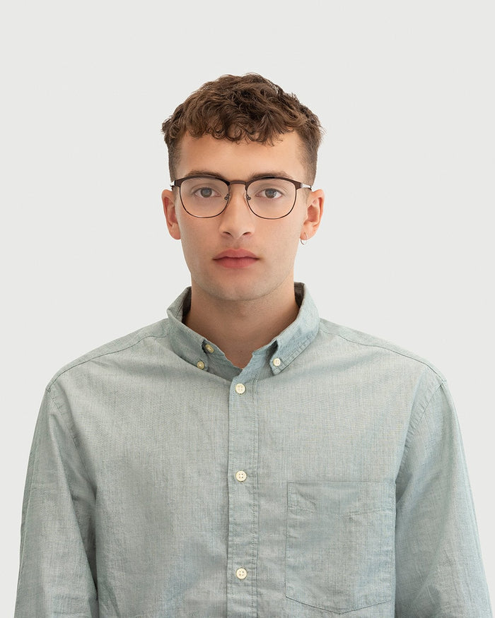 lifestyle-Bronze::men Ollie Eyeglasses browline brown metal