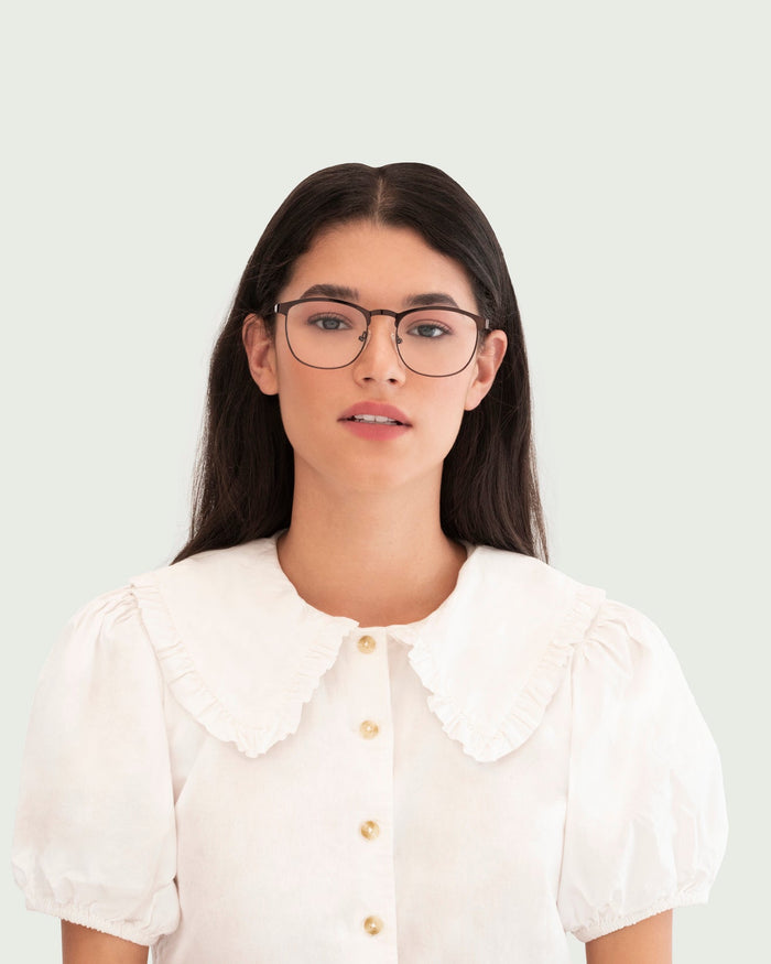 lifestyle-Bronze::women Ollie Eyeglasses browline brown metal