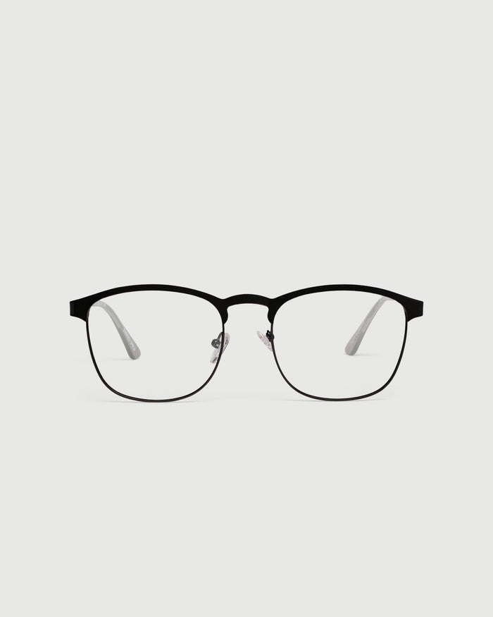 Charcoal::Ollie Eyeglasses browline black metal front