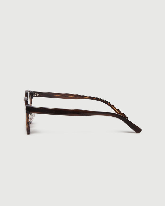 Polished Tort::Orman Eyeglasses round tort acetate side
