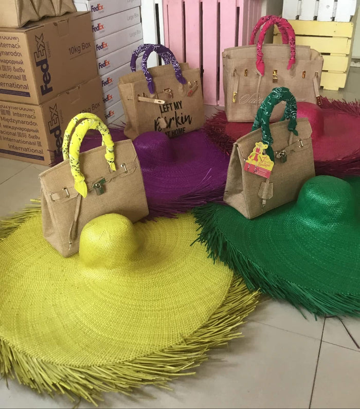 Fringe Hat with Burlap Birkin