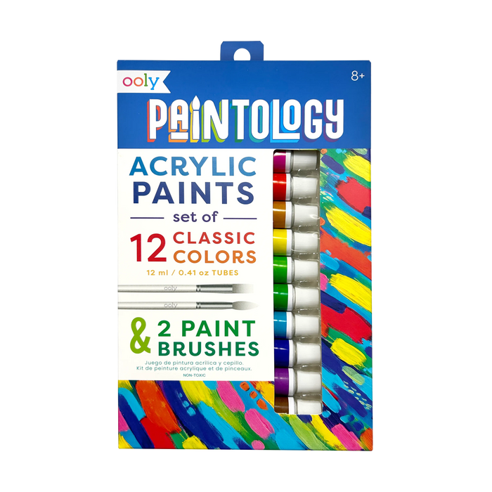 Front of packaging of OOLY Paintology Acrylic Paint Set - Classic Colors