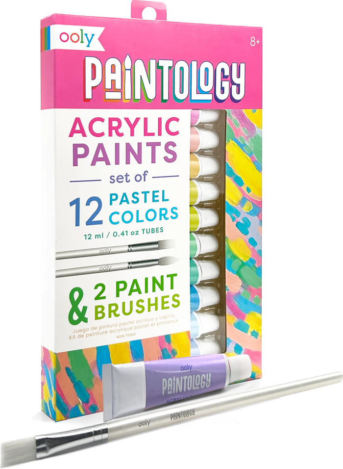 Quarter angle of packaging of Paintology Acrylic Paints Set - Pastel Colors