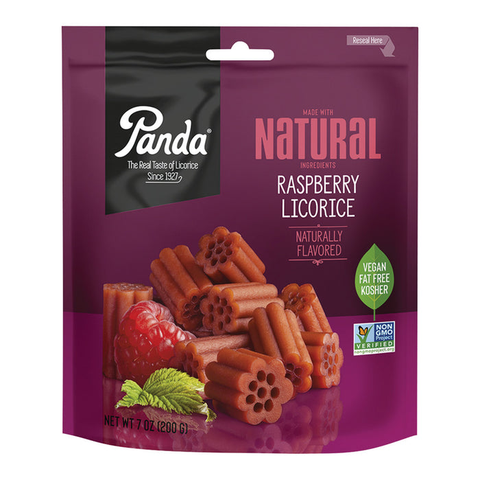 Panda Raspberry Licorice Chews Candy Pouches - 8 Count