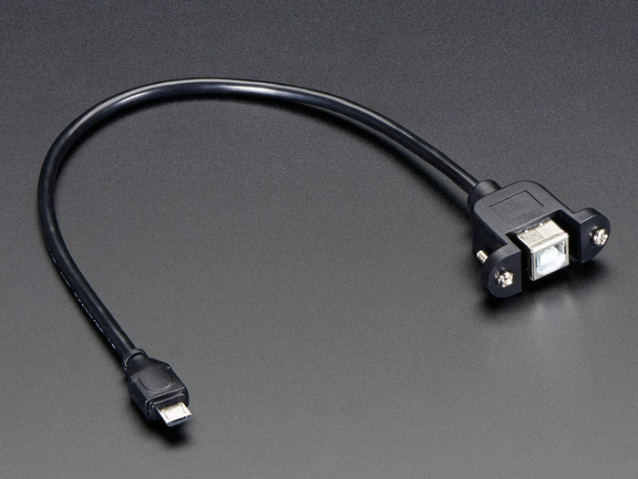 Panel Mount USB Cable - B Female to Micro-B Male by The Pi Hut - The Pi Hut