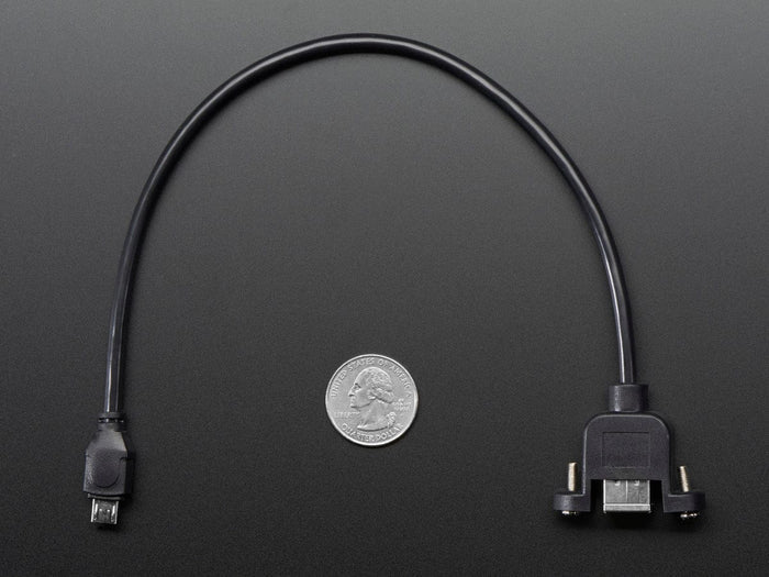 Panel Mount USB Cable - B Female to Micro-B Male by The Pi Hut - The Pi Hut