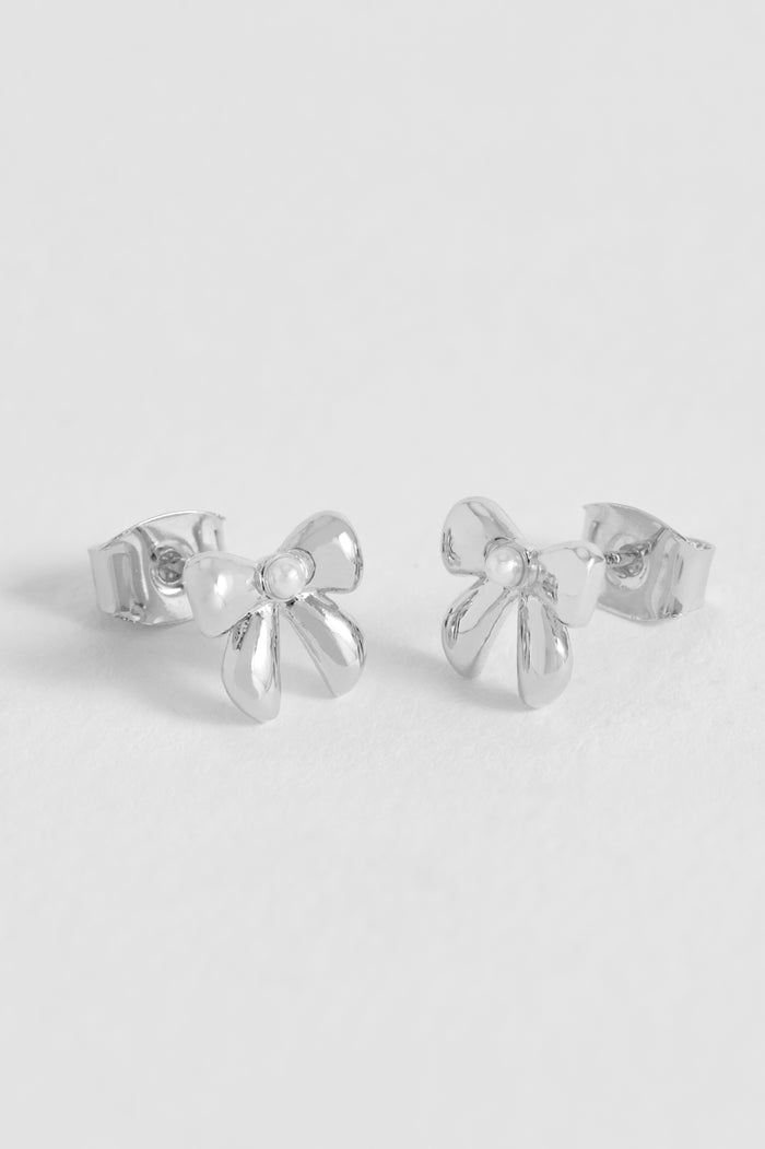 Pearl Bow Stud Earrings