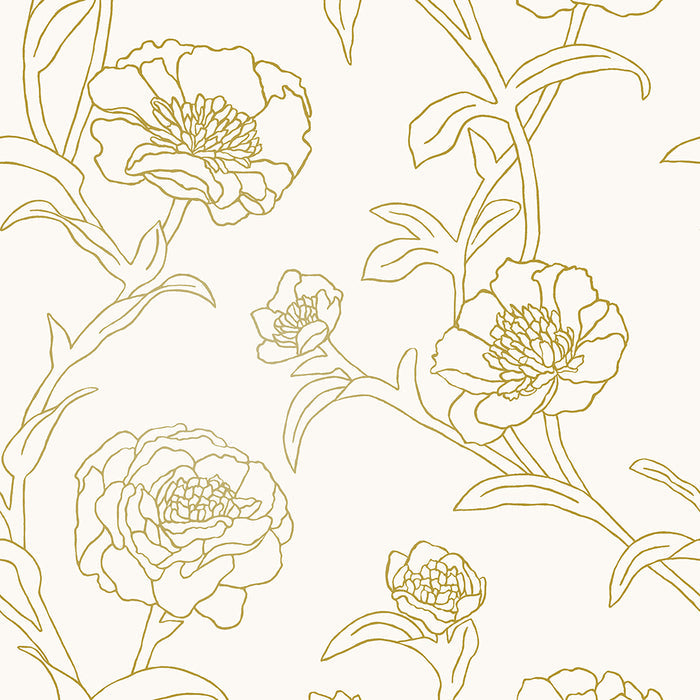 SINGLE ROLL / Gold Leaf Floral