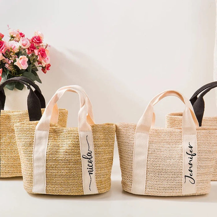 Personalized Boho Straw Bag - Travellers Hat Boutique
