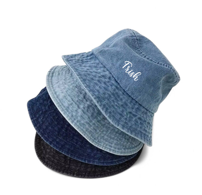 Personalized Denim Bucket Hat Travellers Hat Boutique