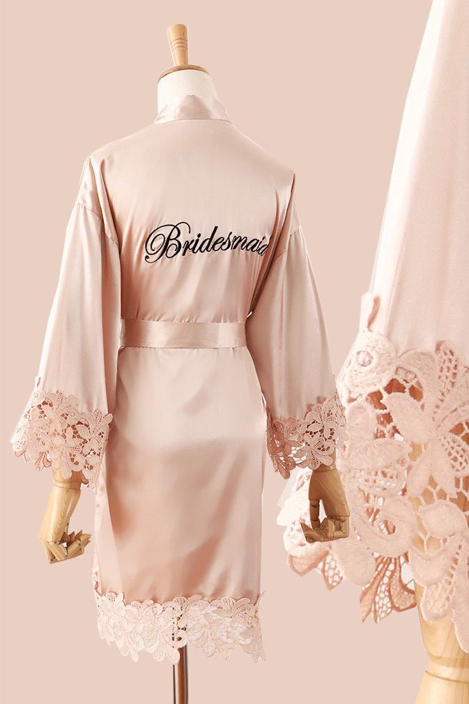 Personalized Lace  Wedding Robe | Bride & Bridesmaid Travellers Hat Boutique