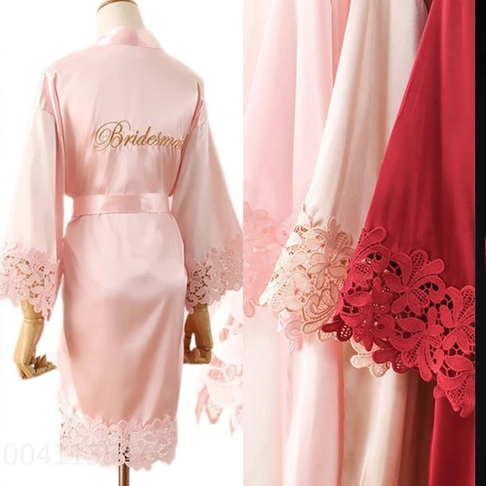 Personalized Lace  Wedding Robe | Bride & Bridesmaid Travellers Hat Boutique