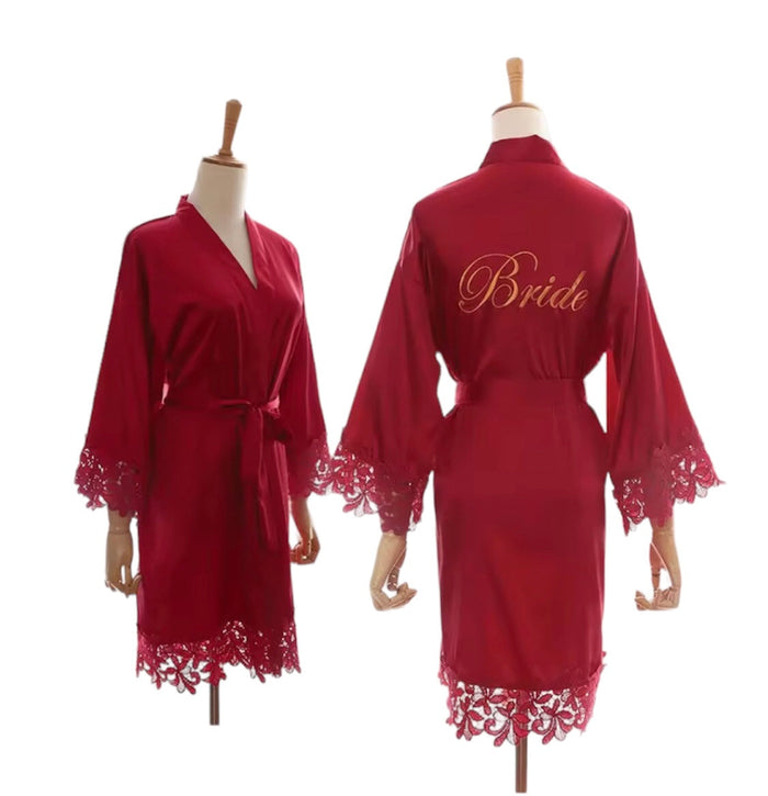 Personalized Lace  Wedding Robe | Bride & Bridesmaid Travellers Hat Boutique