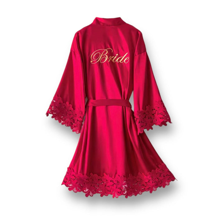 Personalized Lace  Wedding Robe | Bride & Bridesmaid Travellers Hat Boutique