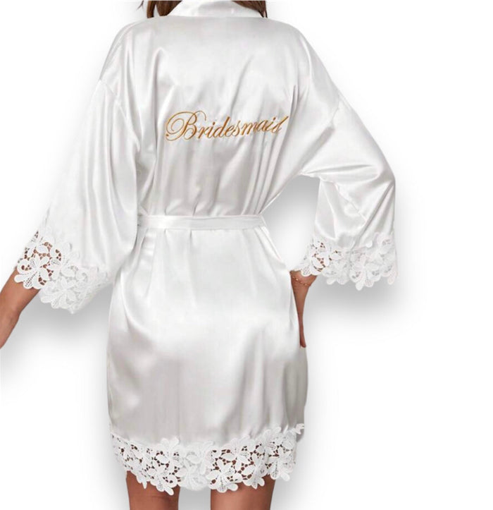 Personalized Lace  Wedding Robe | Bride & Bridesmaid Travellers Hat Boutique